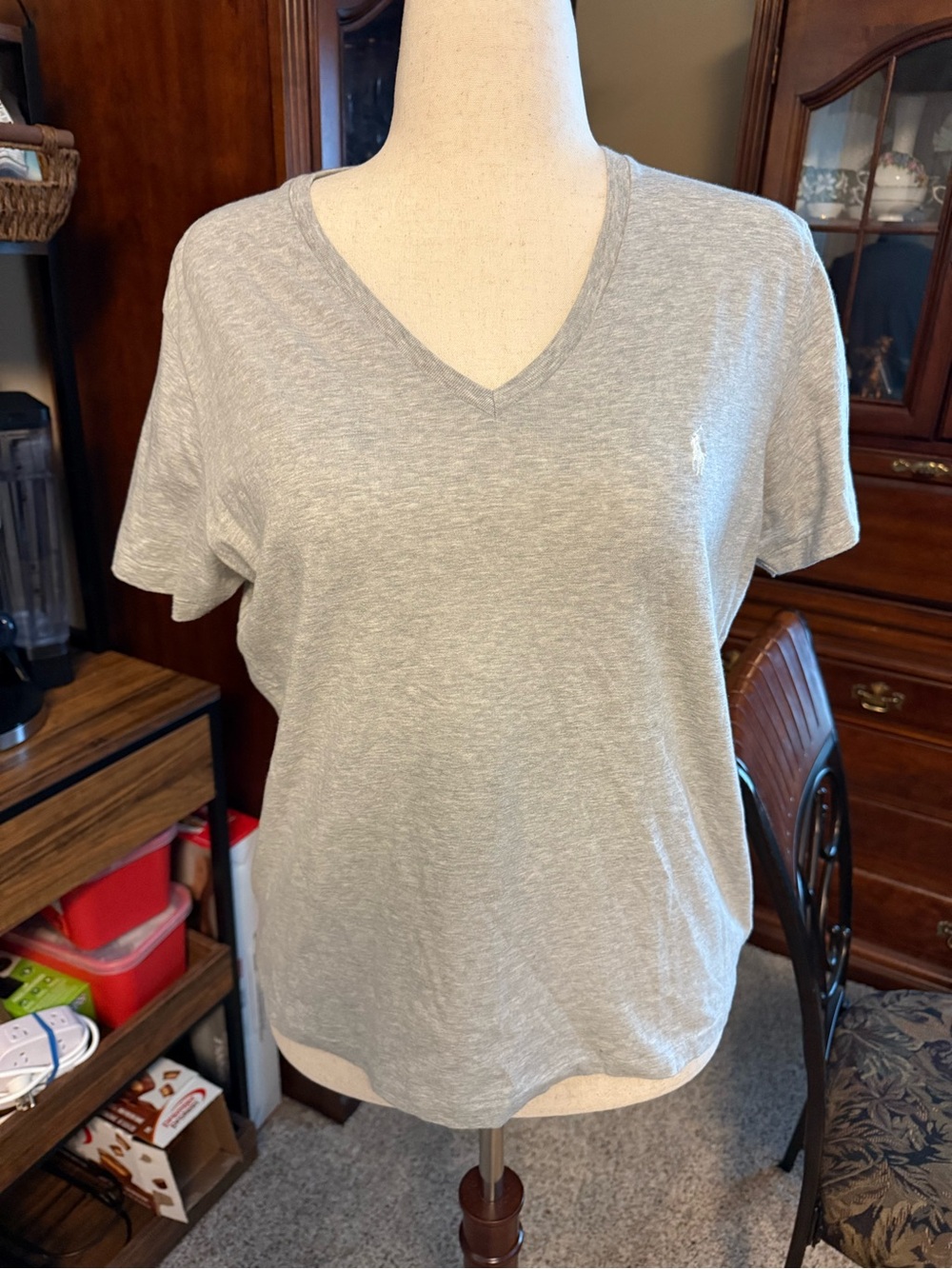 Ralph Lauren Light Gray V-Neck Short Sleeve Tee
